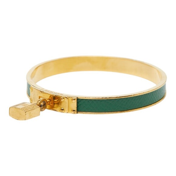 Hermes Kelly Bangle Gold and Green Plated Leather Bangle for Women